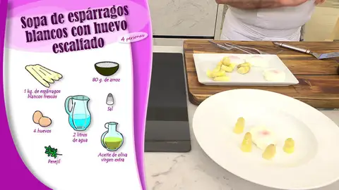 Ingredientes Sopa de espárragos blancos con huevo escalfado Ingredientes Sopa de espárragos blancos con huevo escalfado