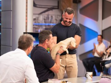 El momento m&aacute;s tierno de Luke Evans en El Hormiguero: se deshace en mimos con su perra, Lala