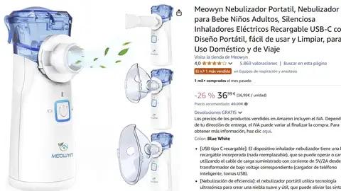 El nebulizador de María Pombo que se vende en Amazon El nebulizador de María Pombo que se vende en Amazon