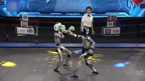 Un combate de kickboxing entre robots en China Un combate de kickboxing entre robots en China
