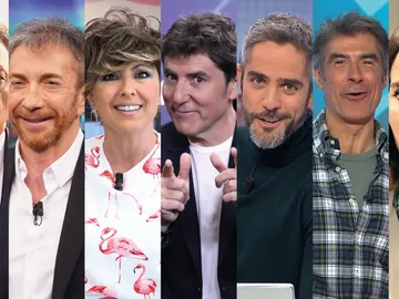 Vicente Vallés, Pablo Motos, Sonsoles Ónega, Manel Fuentes, Roberto Leal, Jorge Fernández y Natalia Sánchez Vicente Vallés, Pablo Motos, Sonsoles Ónega, Manel Fuentes, Roberto Leal, Jorge Fernández y Natalia Sánchez