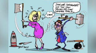 La bofetada de Brigitte a Macron, seg&uacute;n la vi&ntilde;eta gr&aacute;fica
