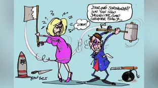 La bofetada de Brigitte a Macron, según la viñeta gráfica La bofetada de Brigitte a Macron, según la viñeta gráfica