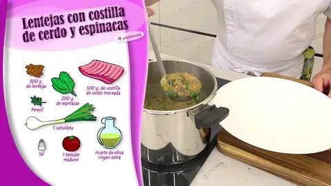 Ingredientes Lentejas con costilla de cerdo y espinacas Ingredientes Lentejas con costilla de cerdo y espinacas