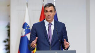 Pedro S&aacute;nchez, en una comparecencia en Moncloa