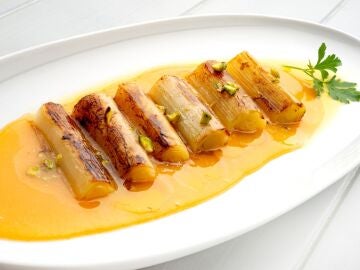 Puerros a la plancha con pur&eacute; de calabaza, de Argui&ntilde;ano: "Perfecta para todos los que empez&aacute;is la operaci&oacute;n bikini"