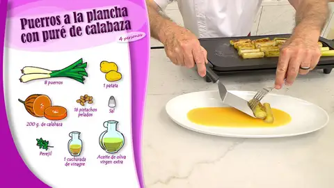 Ingredientes Puerros a la plancha con puré de calabaza Ingredientes Puerros a la plancha con puré de calabaza