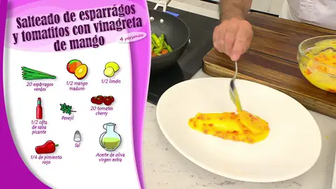 Ingredientes Salteado de espárragos y tomatitos con vinagreta de mango Ingredientes Salteado de espárragos y tomatitos con vinagreta de mango