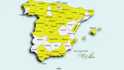 Imagen de las provincias en las que han tenido lugar detenciones por pederastia. Imagen de las provincias en las que han tenido lugar detenciones por pederastia.