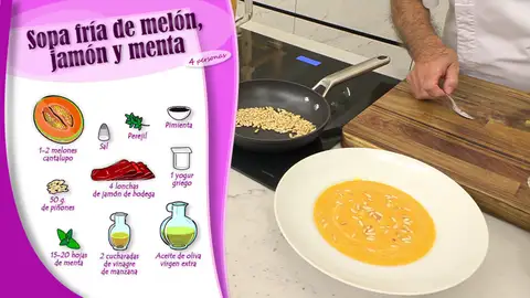Ingredientes Sopa fría de melón, jamón y menta Ingredientes Sopa fría de melón, jamón y menta