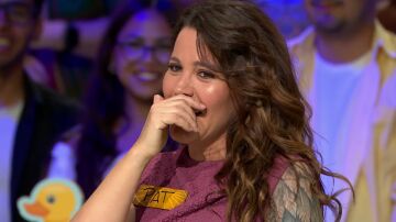 La emoción de Patricia al llevarse el bote de La ruleta de la suerte: 3150 eurazos