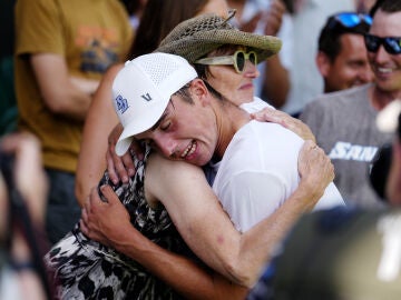 Oliver Tarvet tras ganar su primer partido en Wimbledon