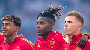 Dani Olmo, Nico Williams y Lamine Yamal con la selecci&oacute;n