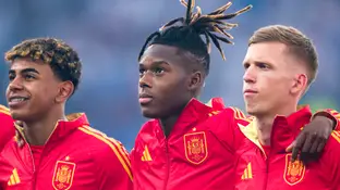 Dani Olmo, Nico Williams y Lamine Yamal con la selección Dani Olmo, Nico Williams y Lamine Yamal con la selección