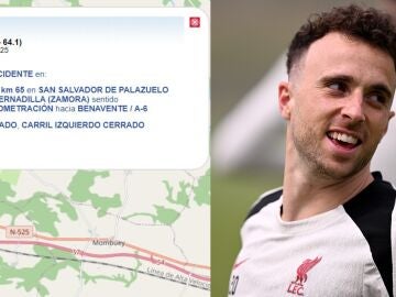Punto exacto del accidente de tráfico de Diego Jota en la provincia de Zamora