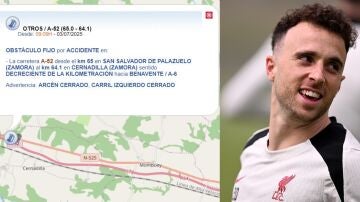Punto exacto del accidente de tráfico de Diego Jota en la provincia de Zamora