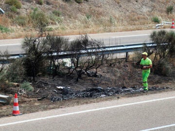 Imagen del lugar del accidente en el que el futbolista del Liverpool Diogo Jota, de 28 años, y su hermano André, de 26, han fallecido
