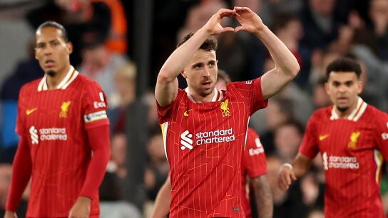 Diogo Jota celebra un gol con el Liverpool