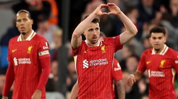 Diogo Jota celebra un gol con el Liverpool