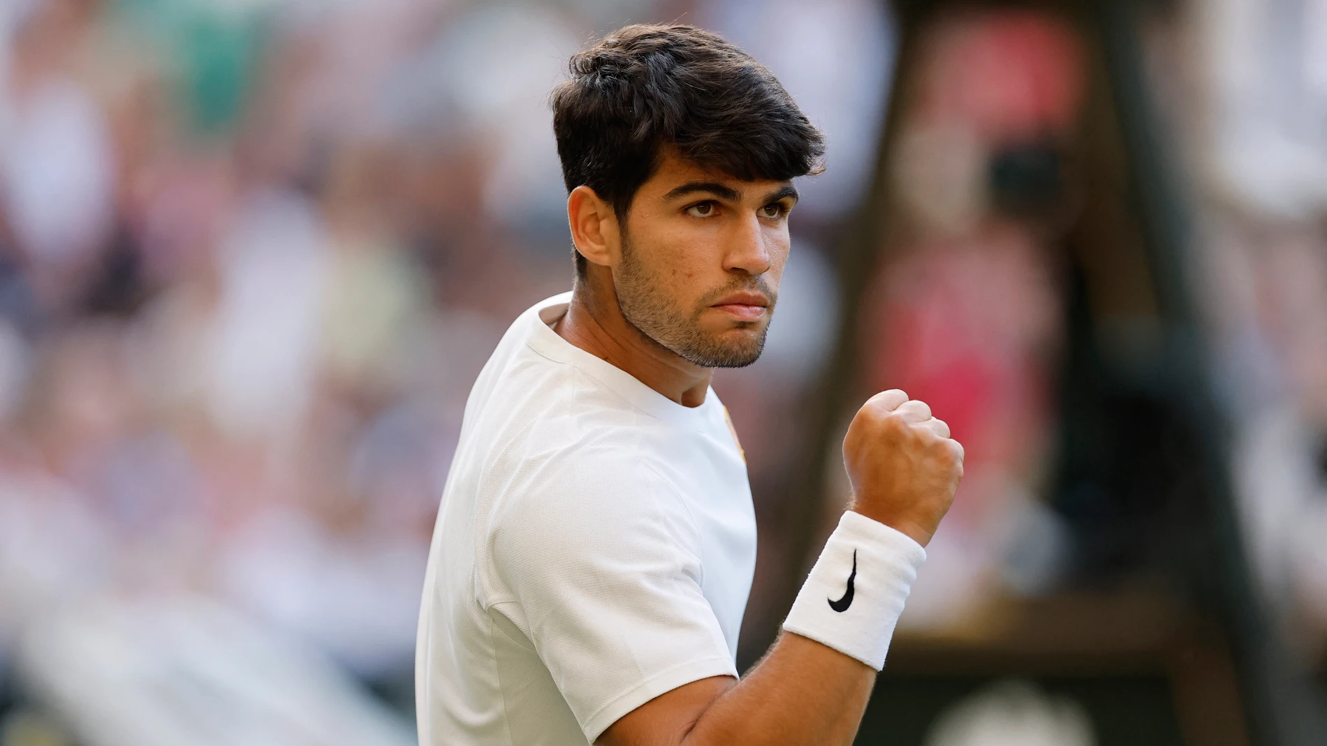 Alcaraz en el partido ante Struff en Wimbledon Alcaraz en el partido ante Struff en Wimbledon