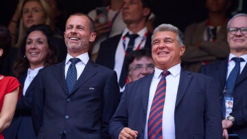 Aleksander Ceferin y Joan Laporta (archivo)