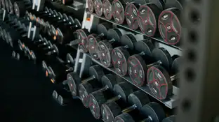 Mancuernas en un gimnasio Mancuernas en un gimnasio