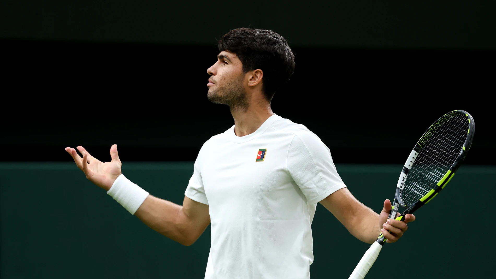 Carlos Alcaraz celebra un break a Andrey Rublev en el tercer set Carlos Alcaraz celebra un break a Andrey Rublev en el tercer set