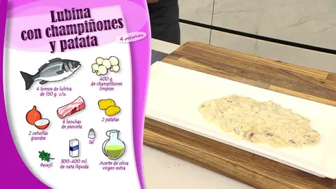 Ingredientes Lubina con champiñones y patata Ingredientes Lubina con champiñones y patata
