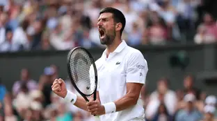Djokovic celebra un punto ante Miñaur Djokovic celebra un punto ante Miñaur