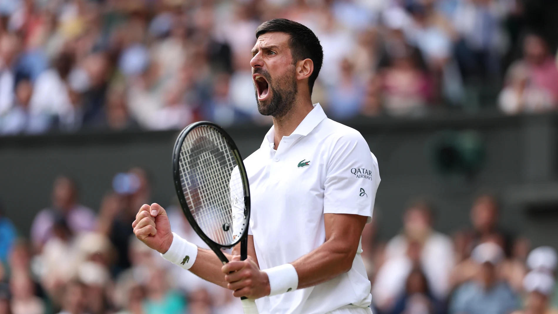 Djokovic celebra un punto ante Miñaur Djokovic celebra un punto ante Miñaur