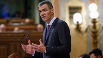 - El presidente del Gobierno, Pedro Sánchez en el pleno del Congreso de los Diputados