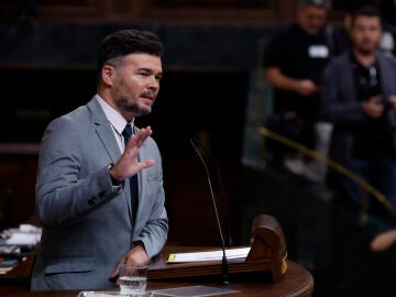 Gabriel Rufián, durante su intervención este miércoles en el Congreso de los Diputados