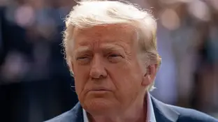 Imagen de archivo de Donald Trump, presidente de los Estados Unidos. July 11, 2025, Washington, District of Columbia, USA: President DONALD TRUMP speaks to the press before heading to his helicopter for the start of a trip to Texas to review flood damage.Europa Press/Contacto/Andrew Leyden11/07/2025 ONLY FOR USE IN SPAIN