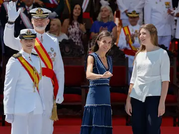 Los reyes Felipe VI y Letizia junto a la princesa Leonor (i) y la infanta Sofía (d) Los reyes Felipe VI y Letizia junto a la princesa Leonor (i) y la infanta Sofía (d)