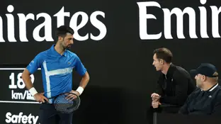 Andy Murray y Djokovic durante un partido en el Open de Australia Andy Murray y Djokovic durante un partido en el Open de Australia