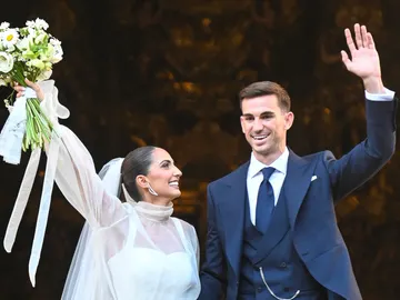 Rosa Pereira y Fabián Ruiz, tras casarse Rosa Pereira y Fabián Ruiz, tras casarse