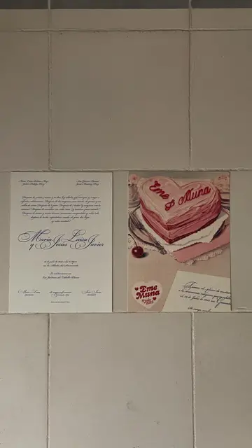 La invitación de la boda de Eme de Amores y Muna La invitación de la boda de Eme de Amores y Muna