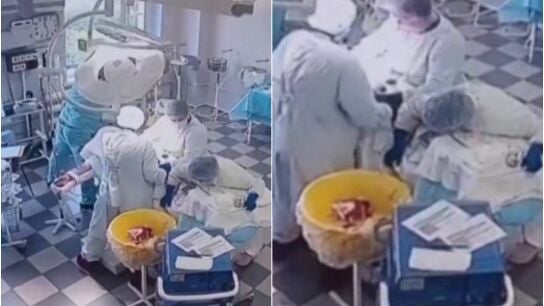 Im&aacute;genes de un quir&oacute;fano sacudido por el se&iacute;smo en plena operaci&oacute;n