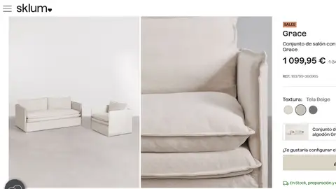 Sofá y sillón Grande en beige Sofá y sillón Grande en beige