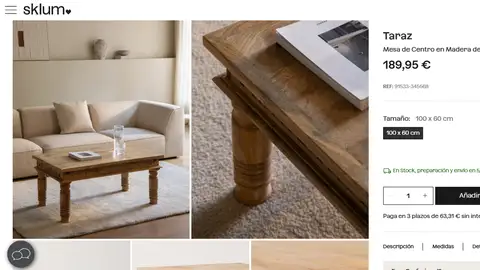 Mesa de centro en madera de Mango Taraz Mesa de centro en madera de Mango Taraz