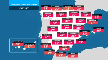 Mapa máximas temperaturas Mapa máximas temperaturas