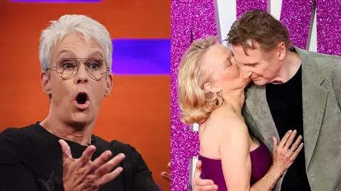 Jamie Lee Curtis, Pamela Anderson y Liam Neeson Jamie Lee Curtis, Pamela Anderson y Liam Neeson