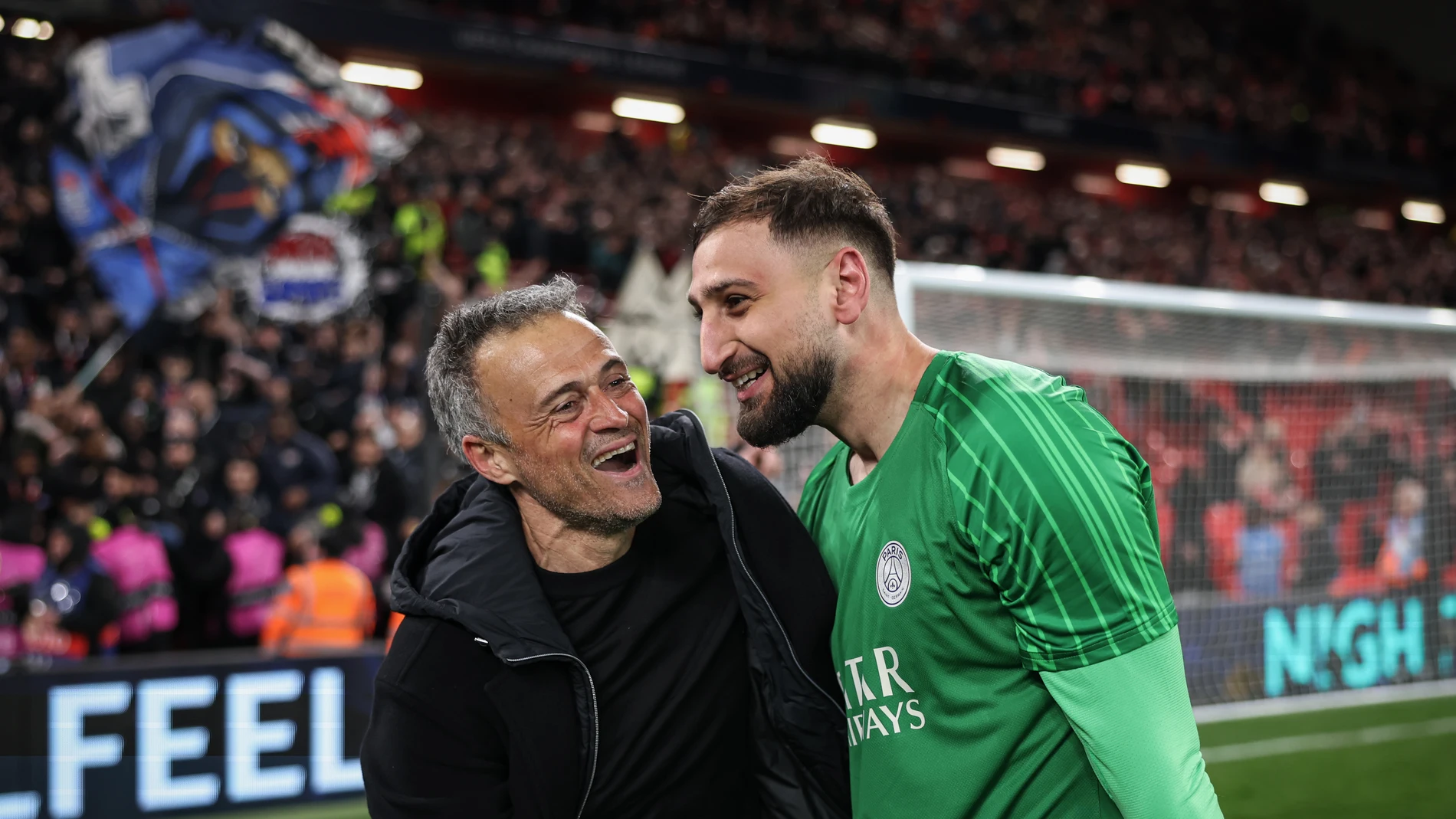 Luis Enrique y Donnarumma tras eliminar al Liverpool la pasada temporada Luis Enrique y Donnarumma tras eliminar al Liverpool la pasada temporada