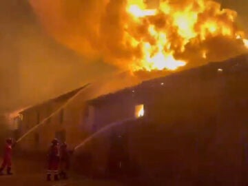 Captura de video facilitado por la UME que muestra las llamas en el incendio de Molezuelas de la Carballeda en Zamora