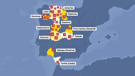 Mapa de incendios en Espa&ntilde;a
