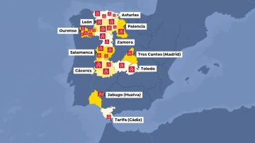 Mapa de incendios en España
