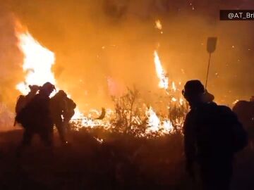Brigadistas luchan contra el fuego