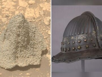 Comparativa entre la roca marciana y un casco holandés de siglo 17