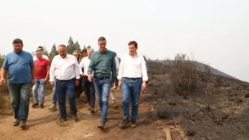 Pedro Sánchez visita la zona afectada por el incendio de Orallo en Villablino (León) acompañado por Fernández Mañueco Pedro Sánchez visita la zona afectada por el incendio de Orallo en Villablino (León) acompañado por Fernández Mañueco