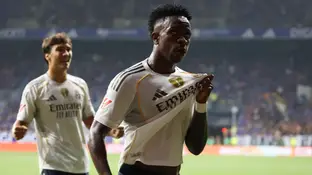 Vinícius celebra su gol en el Tartiere Vinícius celebra su gol en el Tartiere